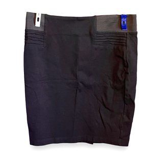 Saphire Red - Black Pencil Skirt Elastic Waist with Ribbed detailing - size XL
